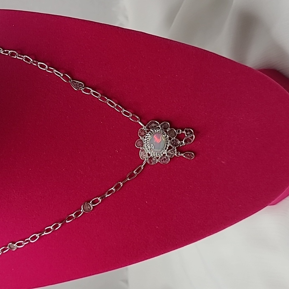 Ethiopian Opal and Diamond Neckace